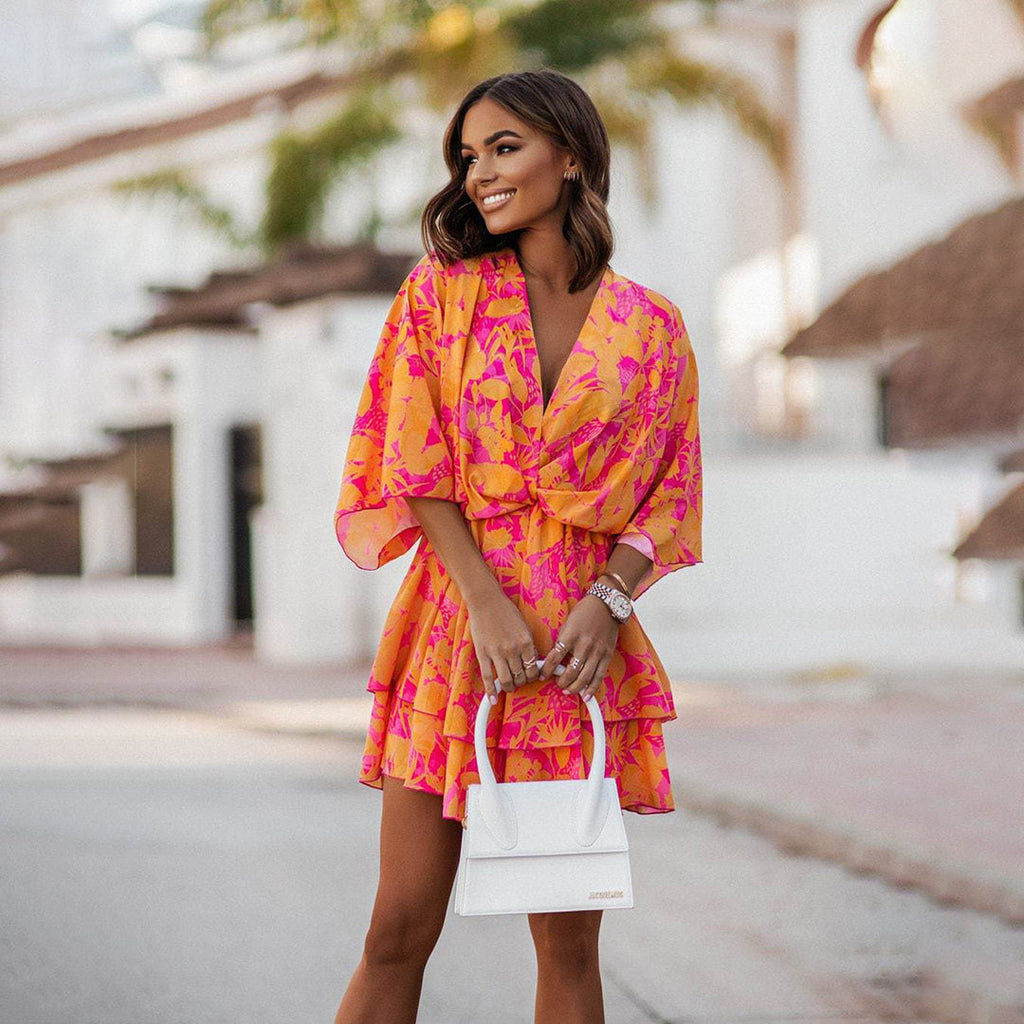 Ruffled Floral Mini Dress