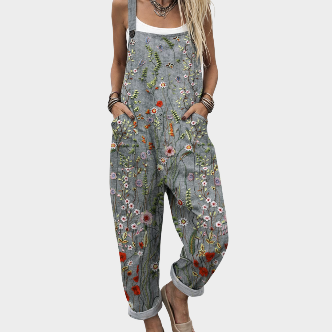 Casual Woven Jumpsuit with Straps and Patch Pockets