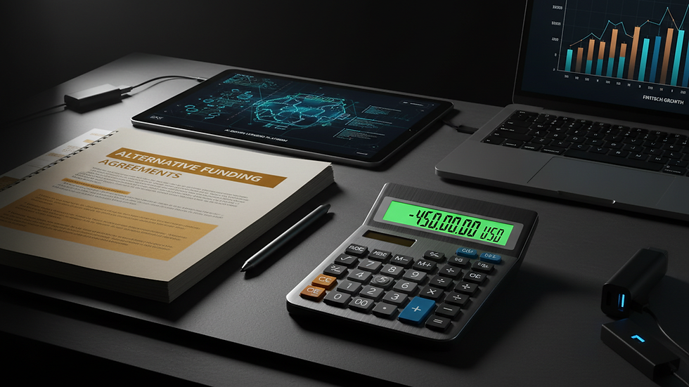 Close-up view of a calculator and loan documents on a desk