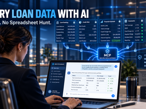 Bank credit analyst using an MCP-connected AI interface to query commercial loan portfolio data.