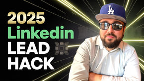 Jason Feimster in sunglasses and a blue cap, against a digital background with bright lines. Text: "2025 Linkedin Lead Hack" in bold letters.