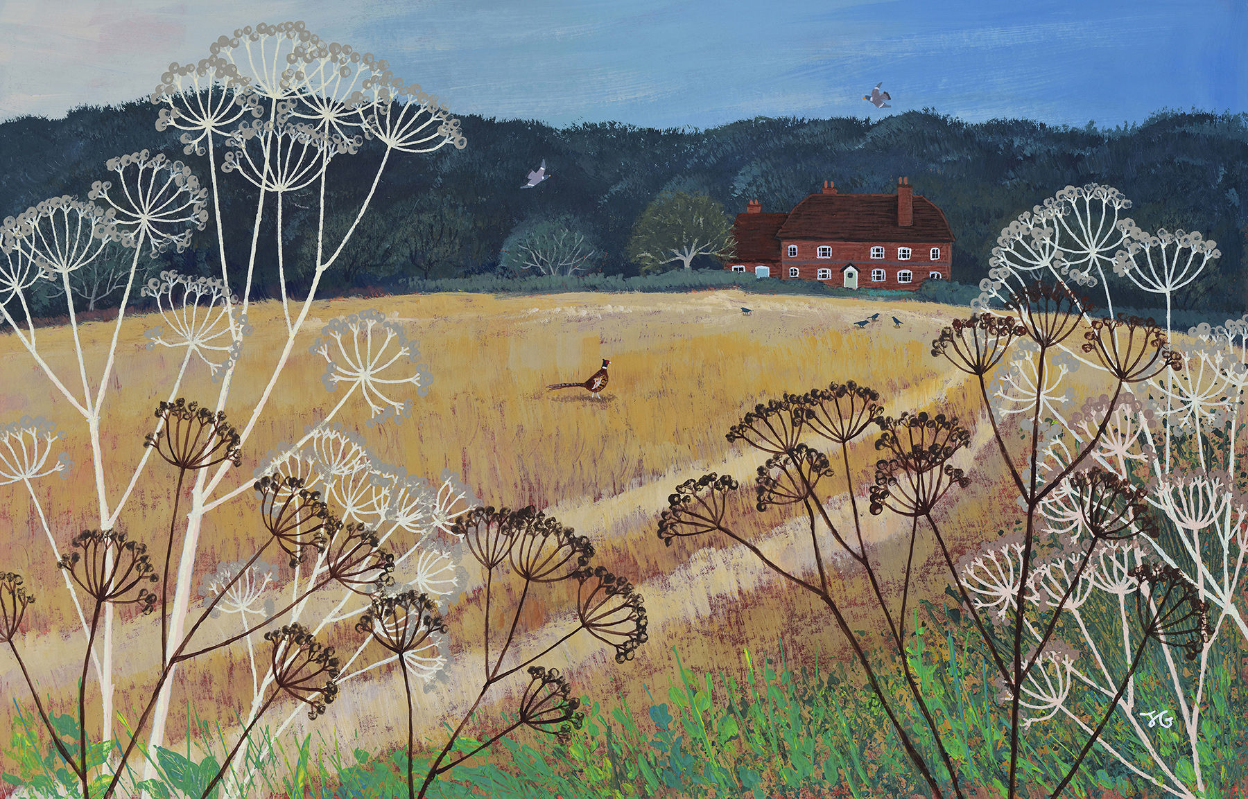 Original acrylic painting on paper titled 'Country Retreat'