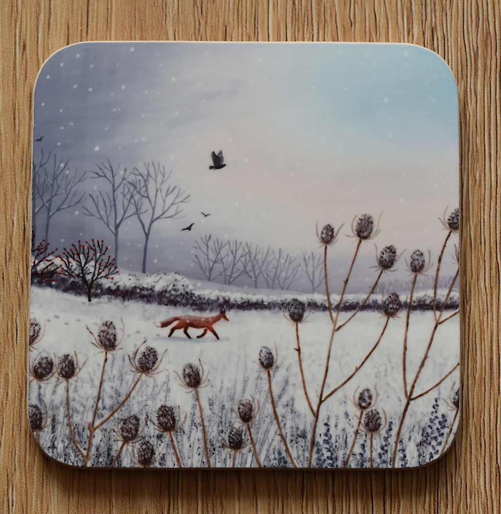Thumbnail: 'Winter Foxes' set of four coasters