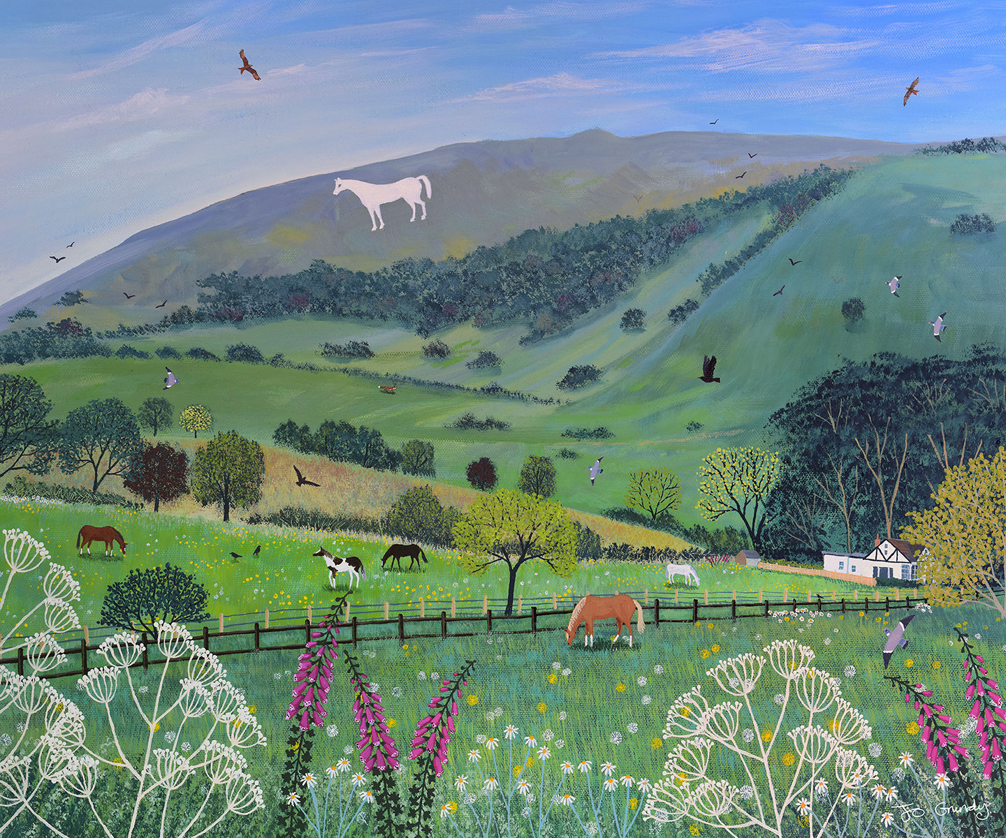 30 x 25 inch canvas print of Westbury Horses