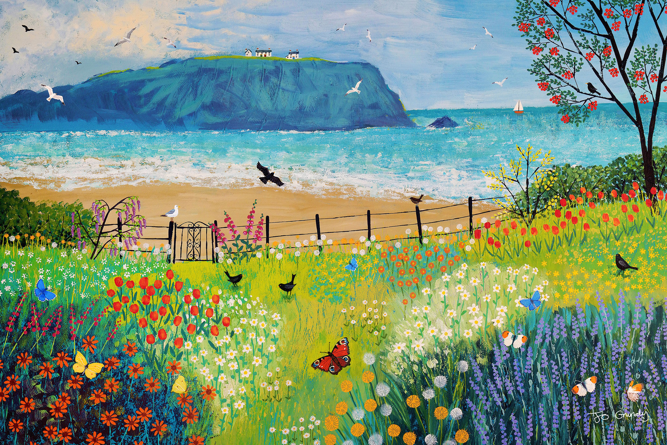 24 x 16 inch canvas print of Garden Beside the Sea