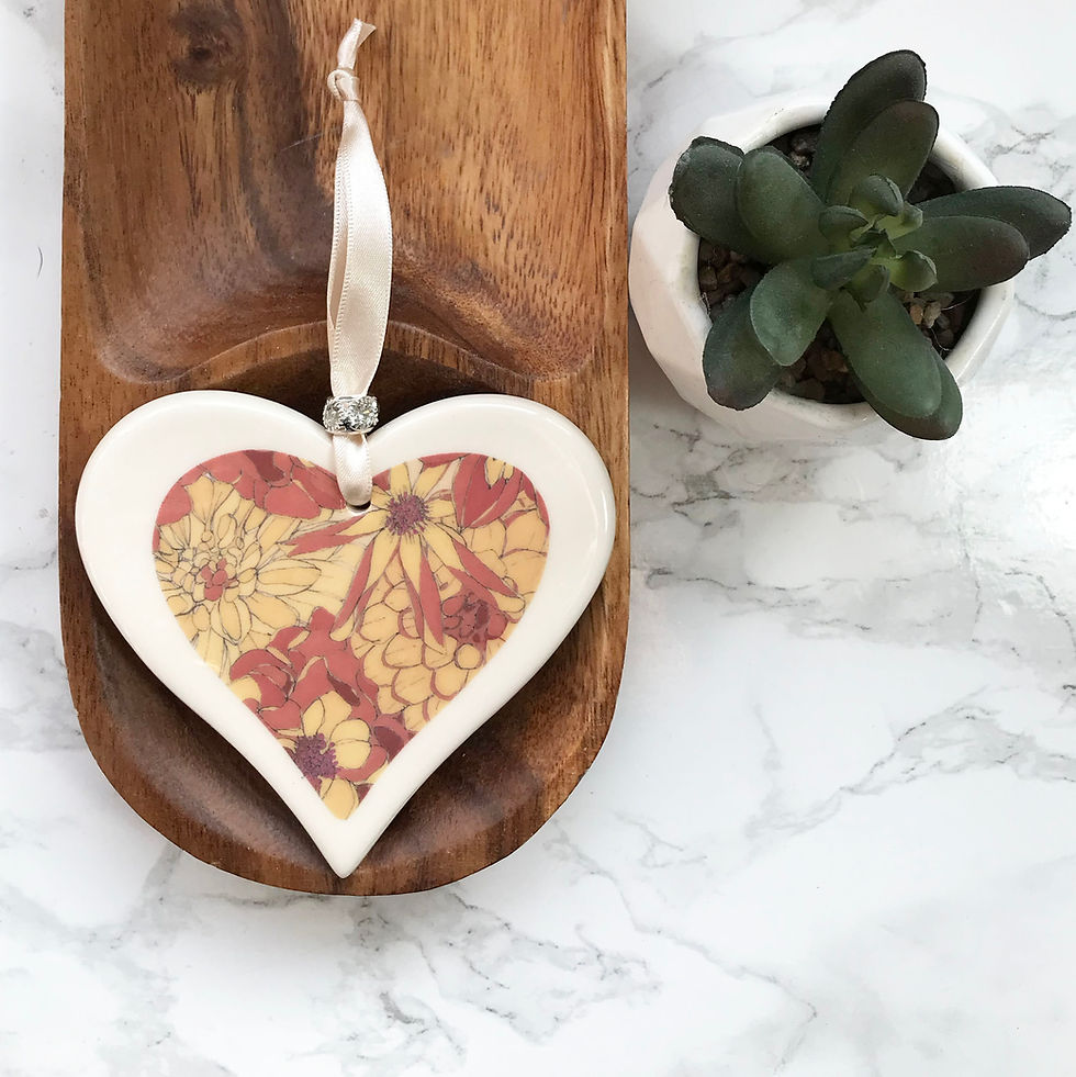 Thumbnail: Floral Ceramic Hanging Heart