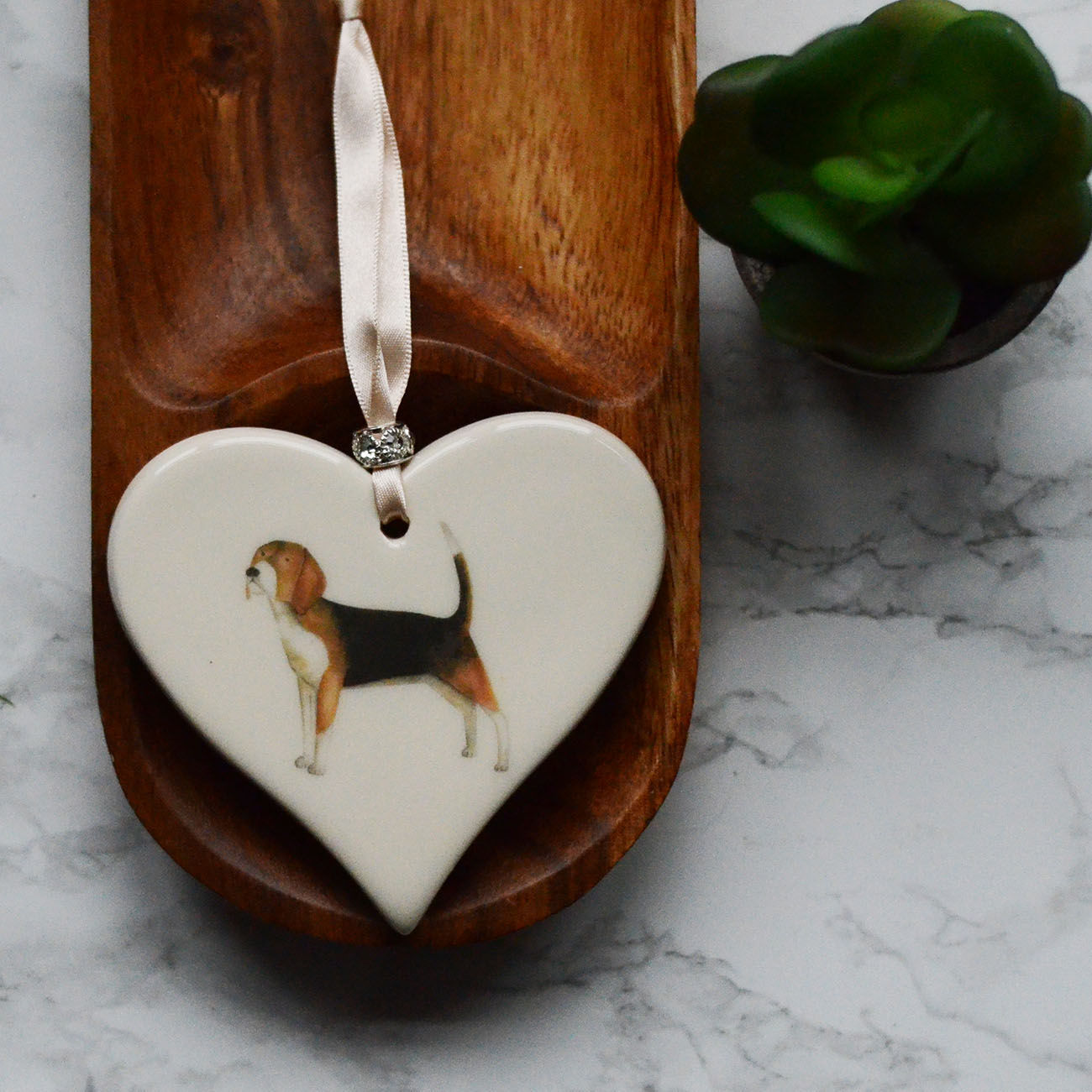Beagle Ceramic Heart