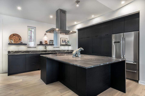 Custom kitchen cabinets and island