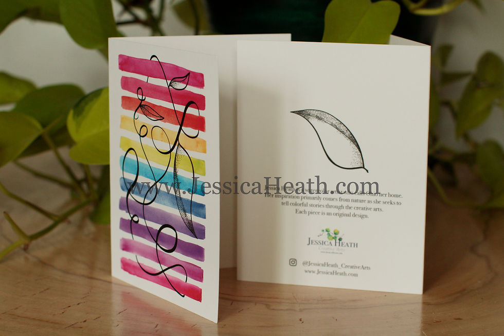 Thumbnail: Hand-painted Rainbow Lines Greeting Card