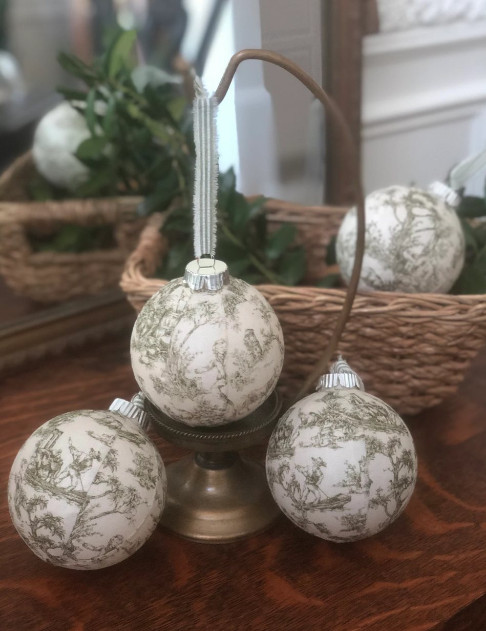 Thumbnail: Green Mill Creek Toile Christmas Ornaments