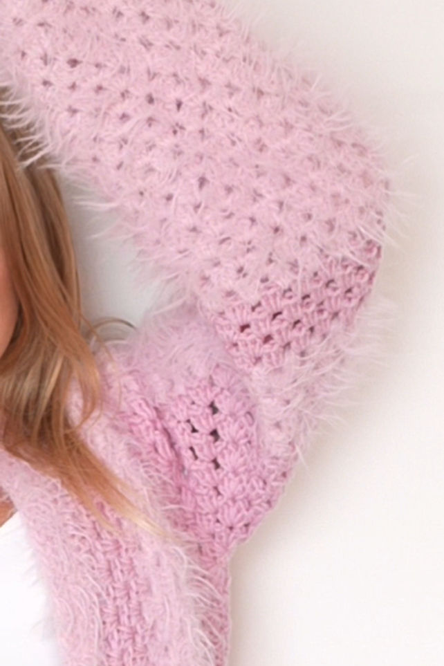 Thumbnail: Close-up: texture of The Doux Cardigan sleeves and hem