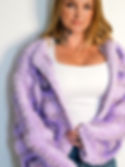 Model wearing The Nuvé Cardigan Lavender Hallestam Design