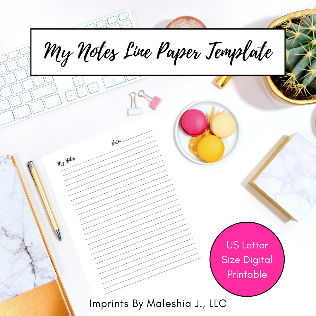 Notebook Lined Paper Template Printable US Letter PDF
