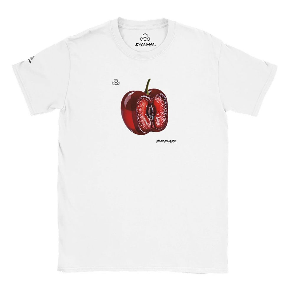 Thumbnail: Blockmark Kids Block Cherry Crewneck T-shirt | Design 033