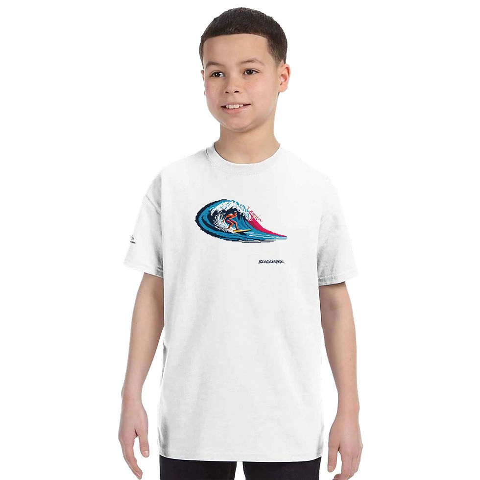 Thumbnail: Blockmark Kids Crewneck Pixel wave T-shirt | Design 057