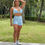 Miniatura: Outfit, short corto y top de triangulo (aqua)