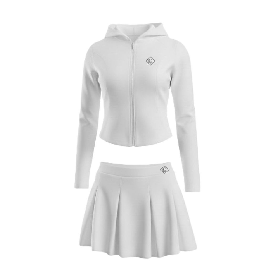 Set de suéter y falda short blanco