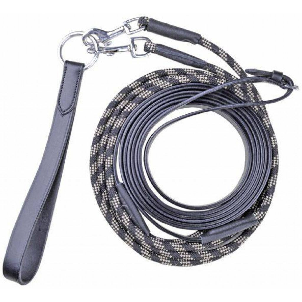 Leather/Rope Draw Reins - Black
