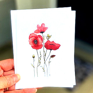 Me Loovely Red Poppy Personalised Notecards And Envelopes Set Floral Correspondence Blank Greeting Cards | Christmas Gifts (A6 Size, Pack Of 20