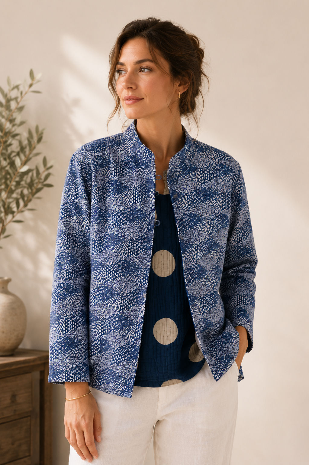 Marine blue cotton jacket