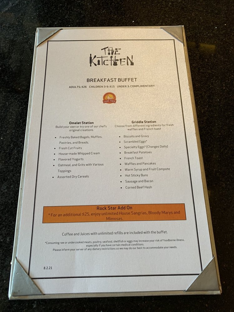 Menú de The Kitchen en Universal Orlando Resort