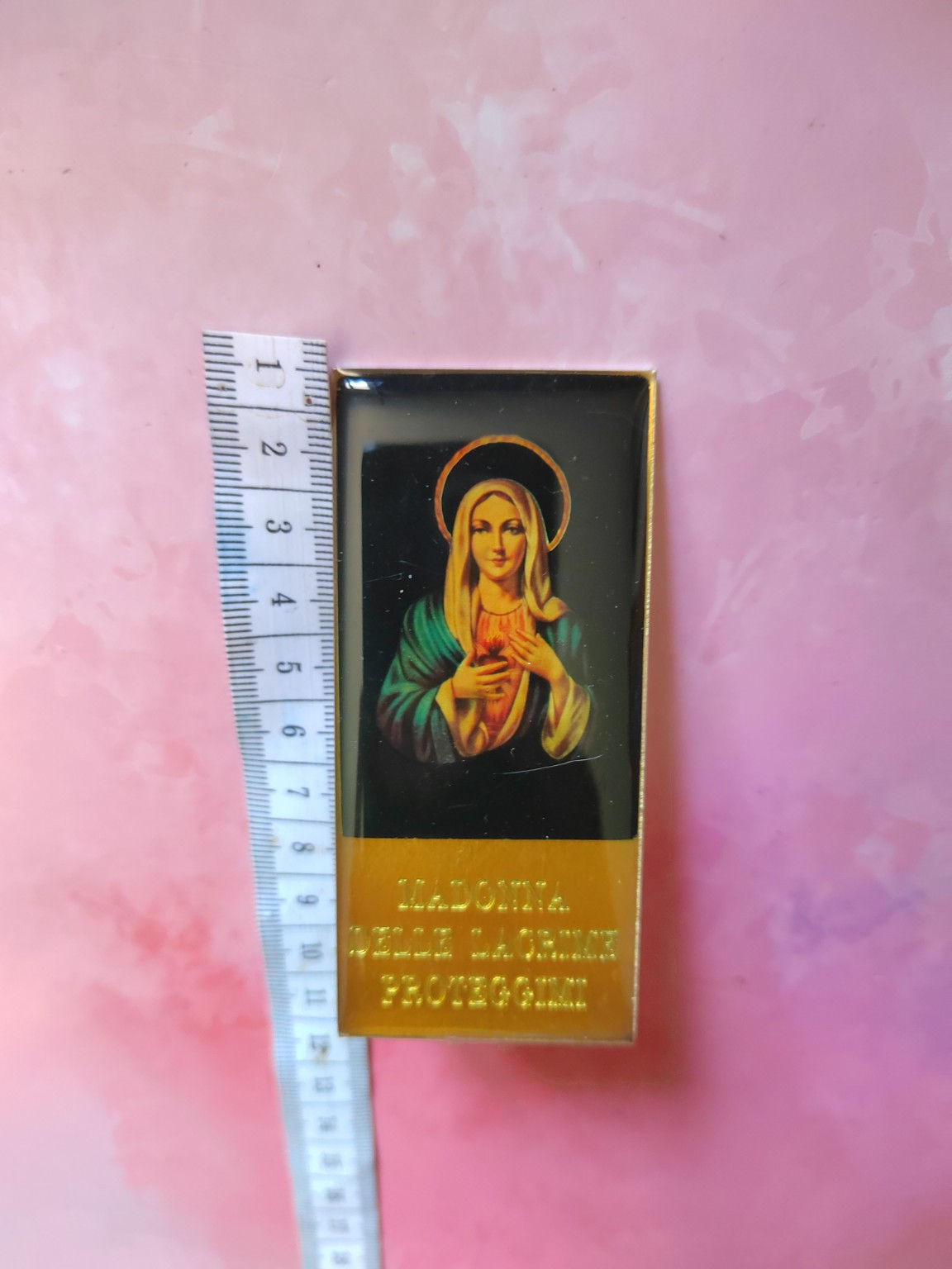 Plaque religieuse dorée – Vierge Marie au Cœur Immaculé
