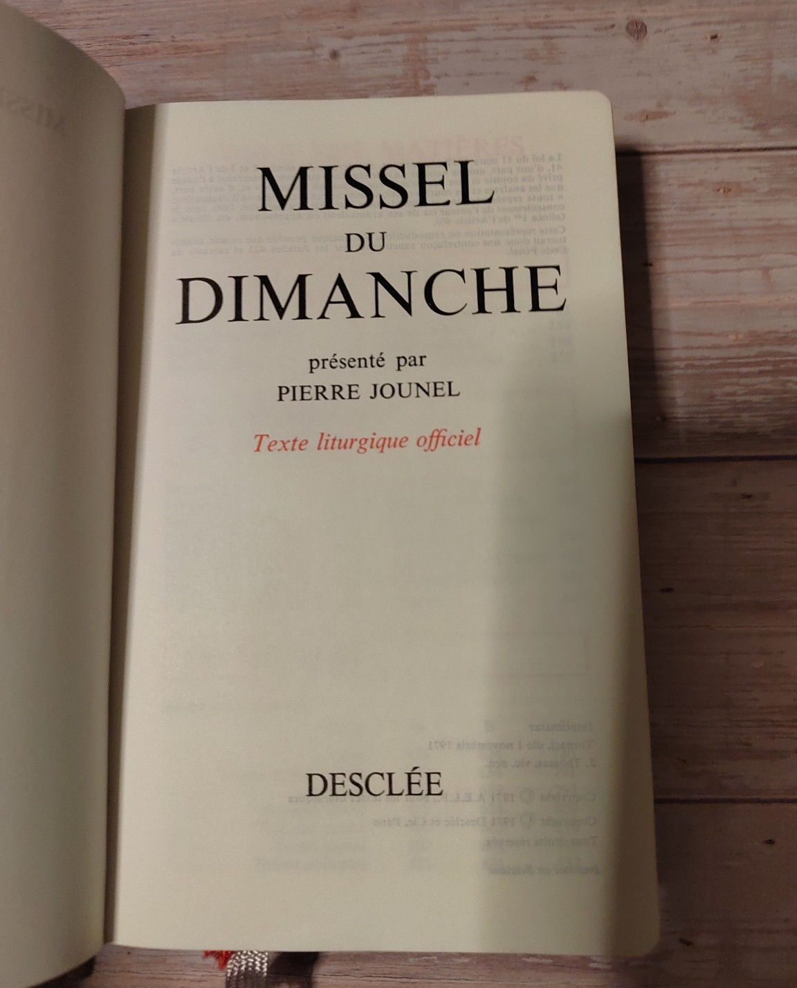 Missel du Dimanche catholique – Texte liturgique officiel (1971)