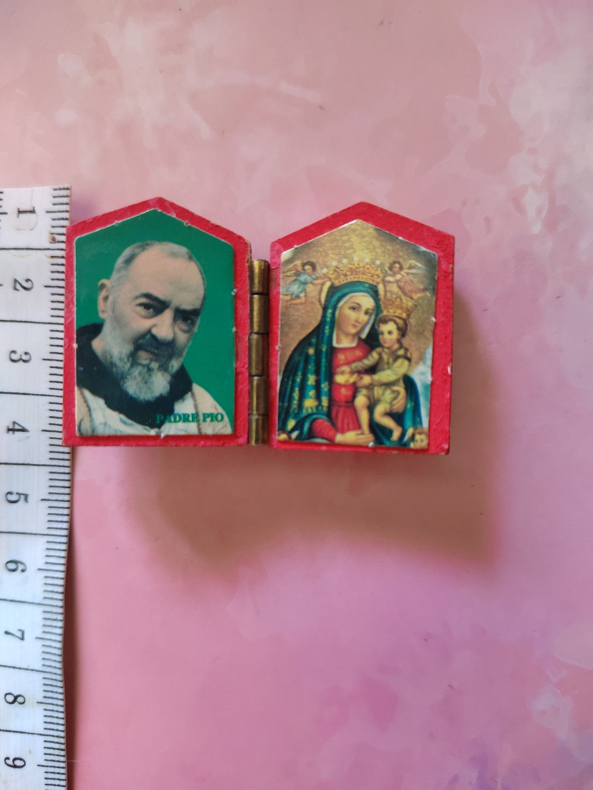 Mini diptyque religieux Padre Pio et Vierge à l’Enfant