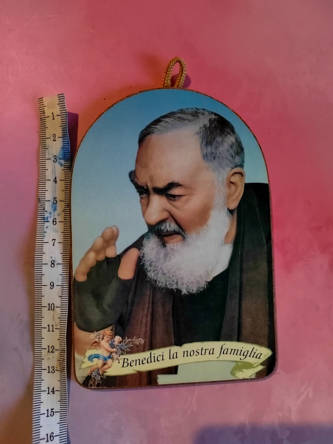 Plaque murale Saint Padre Pio – Benedici la nostra famiglia – Décoration