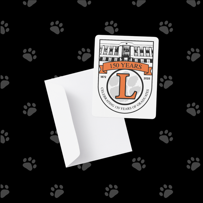 A card with the LCSC 150th Anniversary logo.