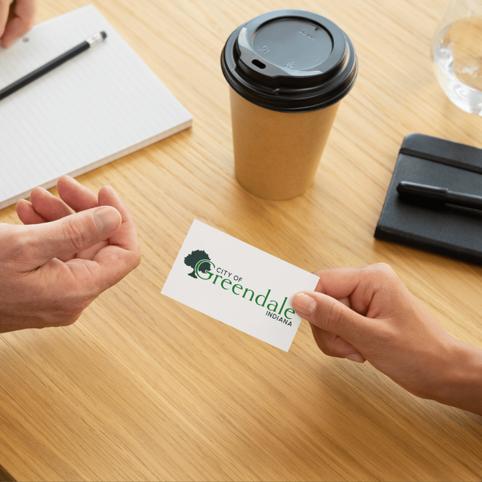The City of Greendale logo on a card.