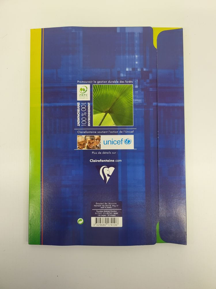 Miniature : Clairefontaine 100 pages feuillets mobiles couleur : bleu
