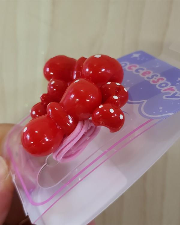 Miniature : Set 2 élastiques cheveux nœuds rouges à pois blancs