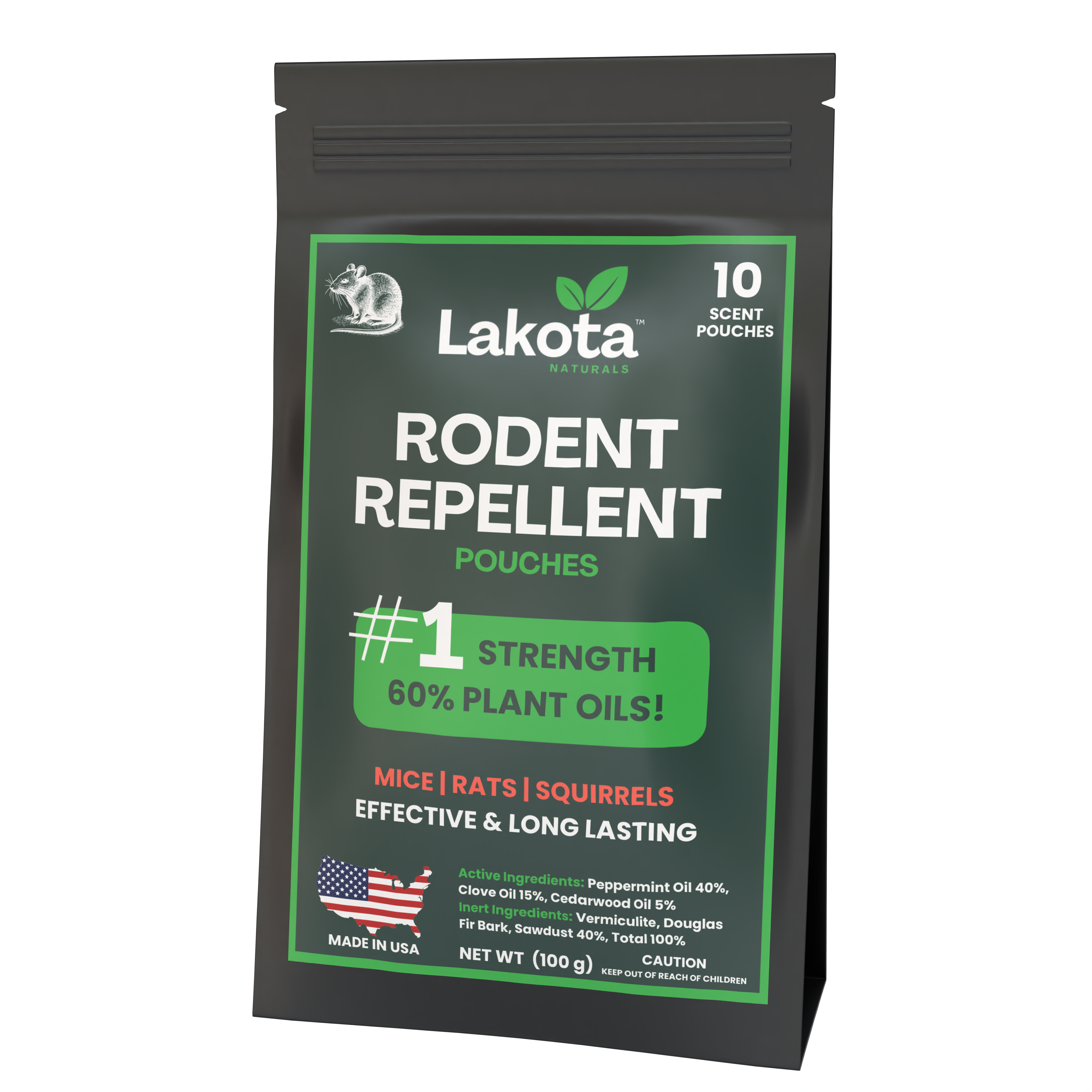 Lakota Naturals Rodent Repellent Pouches - #1 Strength, 60% Plant Oils
