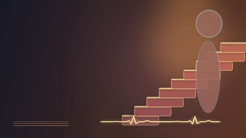 Illuminated ascending stairs suggesting changes in exercise tolerance