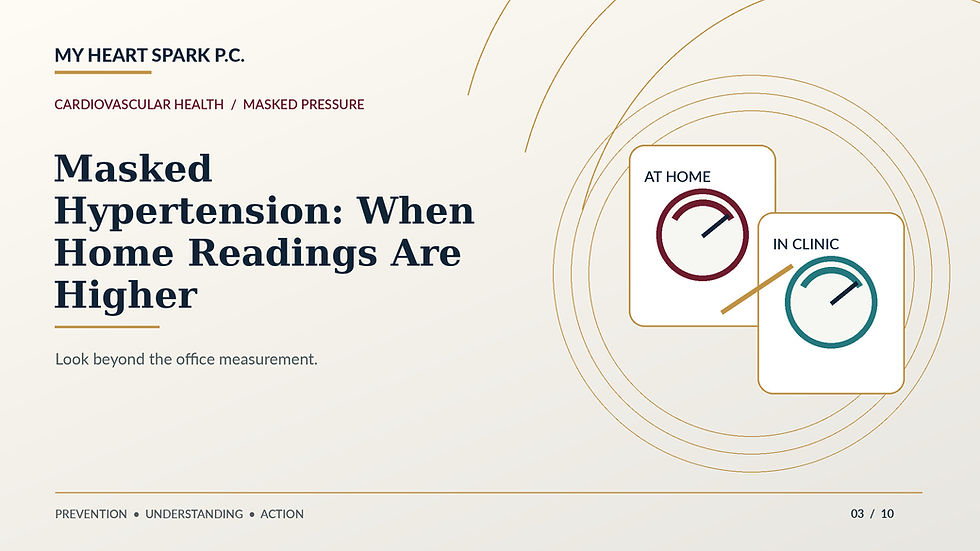 My Heart Spark P.C. blood pressure education: Masked Hypertension: When Home Readings Are Higher