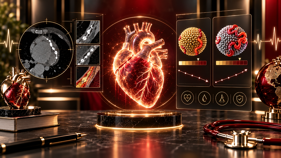 Original gold and crimson medical heart monitoring visualization accompanying patient education on Ankle Brachial Index: A Test for Leg Artery Disease.