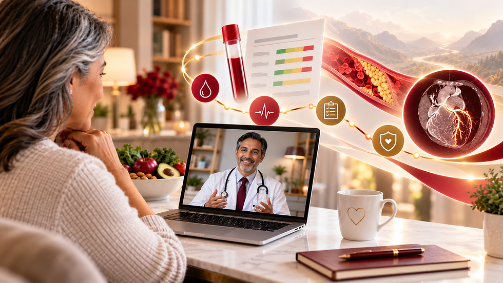 Cholesterol risk laboratory results and cardiovascular imaging in a virtual prevention consultation