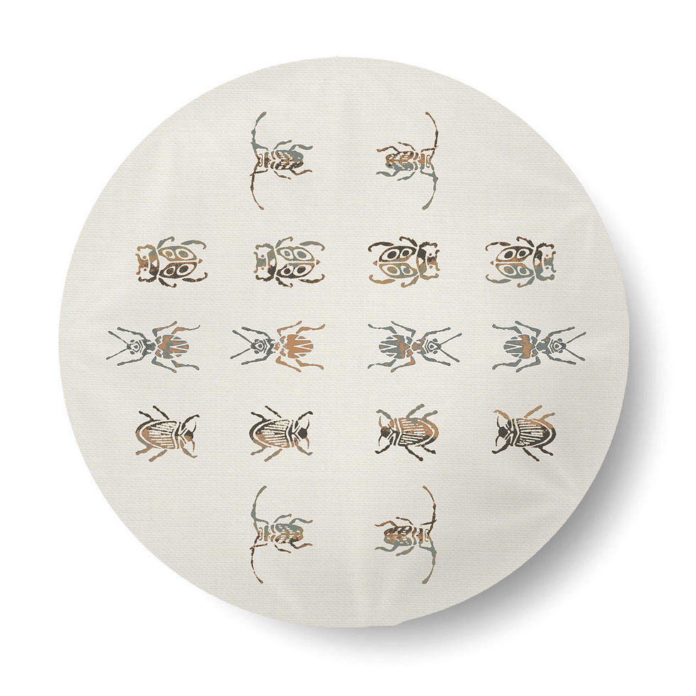 Thumbnail: brown colored beetles on mini round pillow