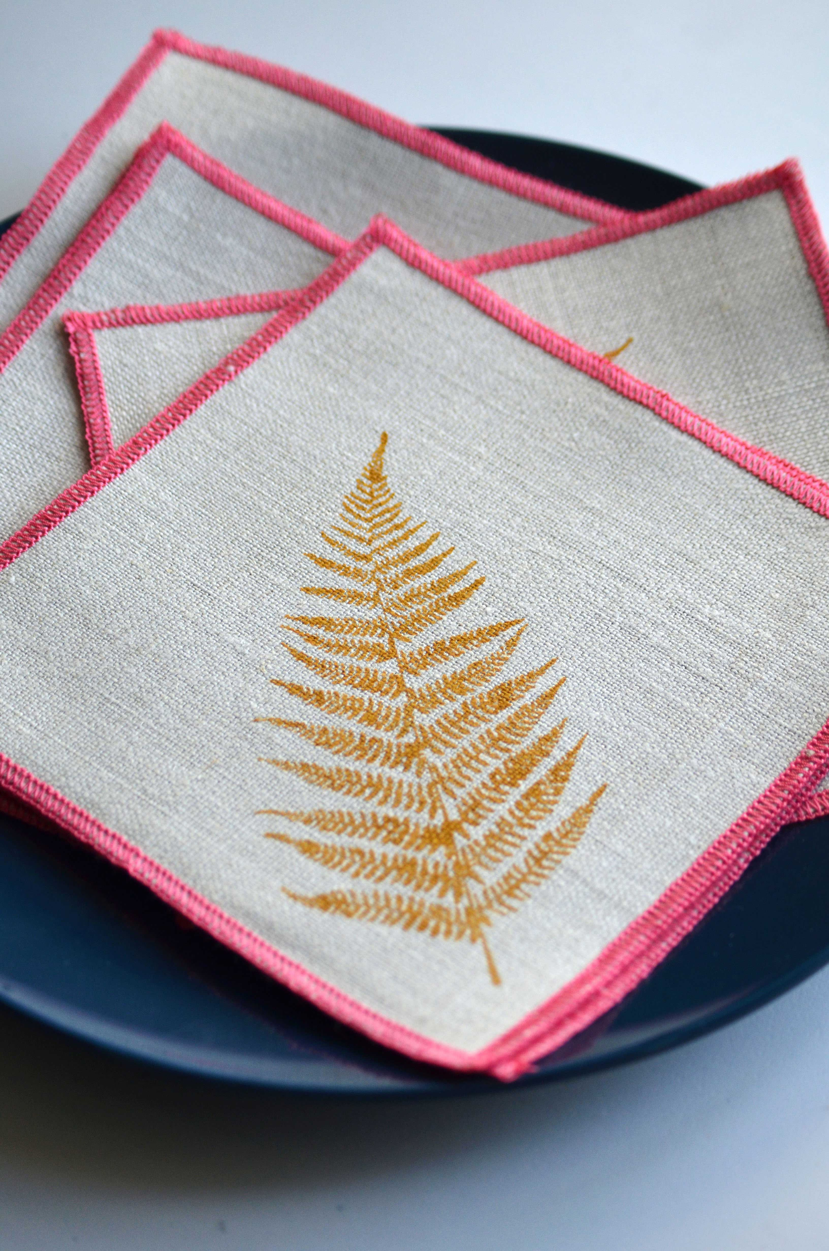 yellow fern cocktail napkins