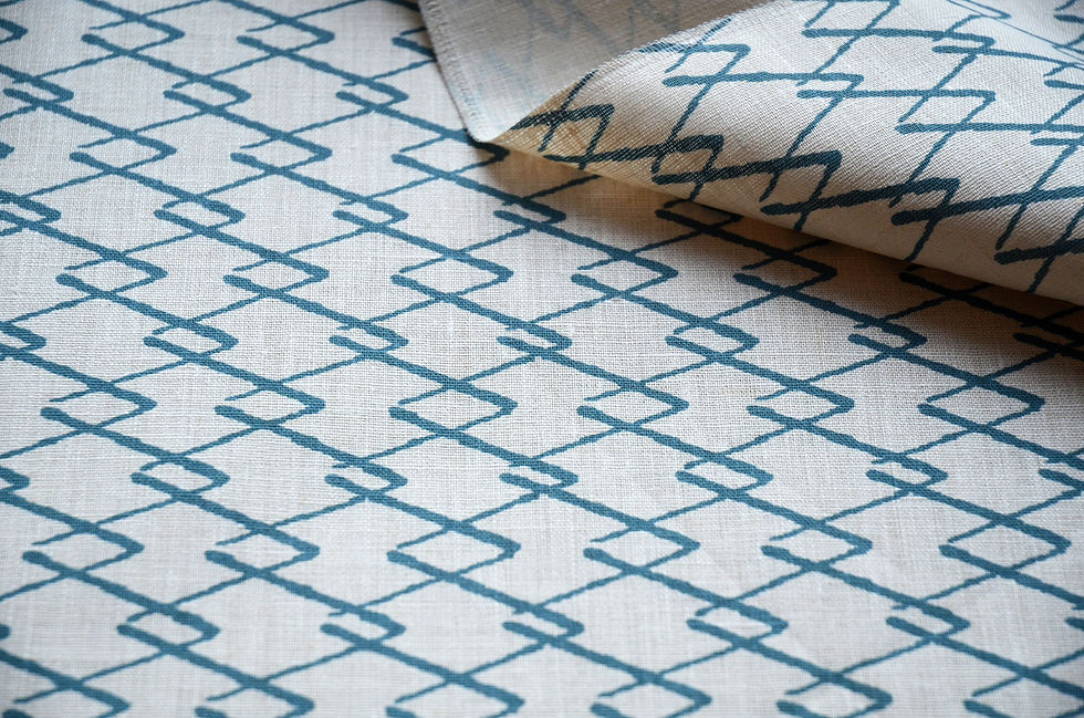Thumbnail: basketry patchwork fabric by the yard in colorway aegean