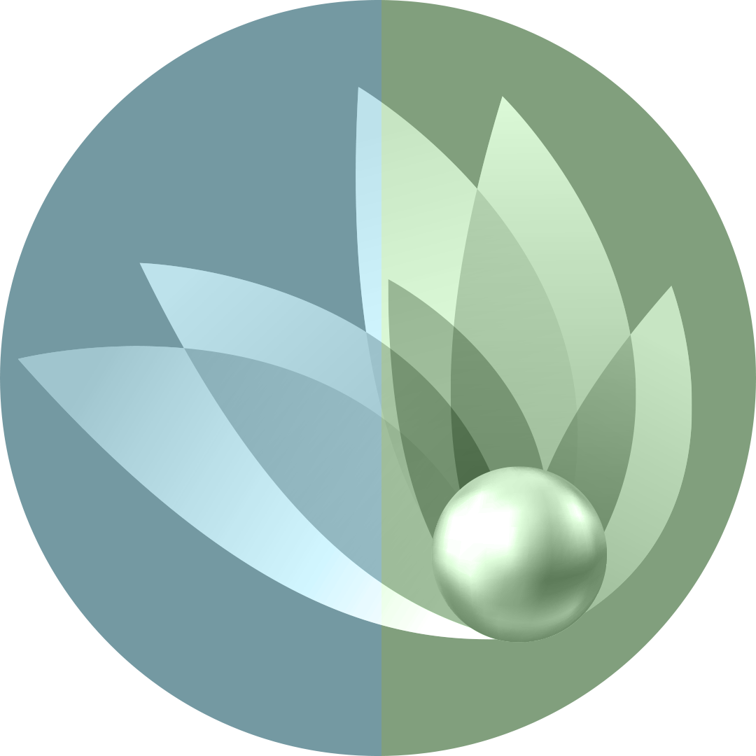 Abstraktes Blumenlogo mit Perle: sanfte Farben, elegantes Design