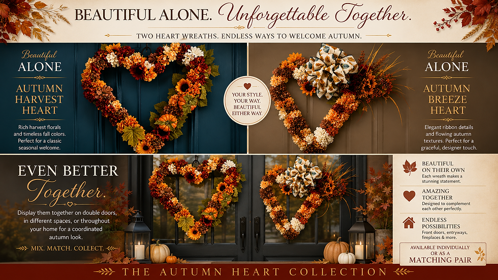 Thumbnail: Autumn Breeze heart wreath displayed as elegant autumn décor for home, office, or seasonal celebrations.