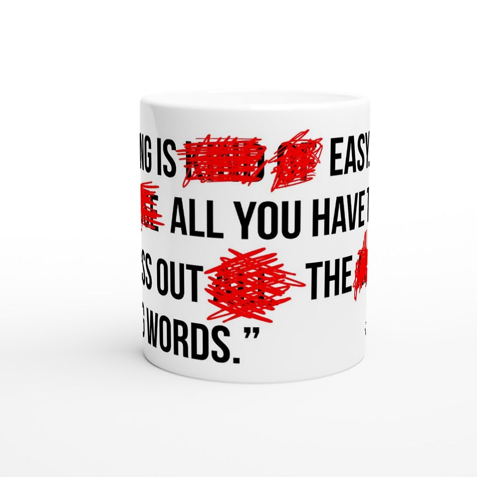 Thumbnail:  Mark Twain Mug with literary quote design on a white background from the middle view.