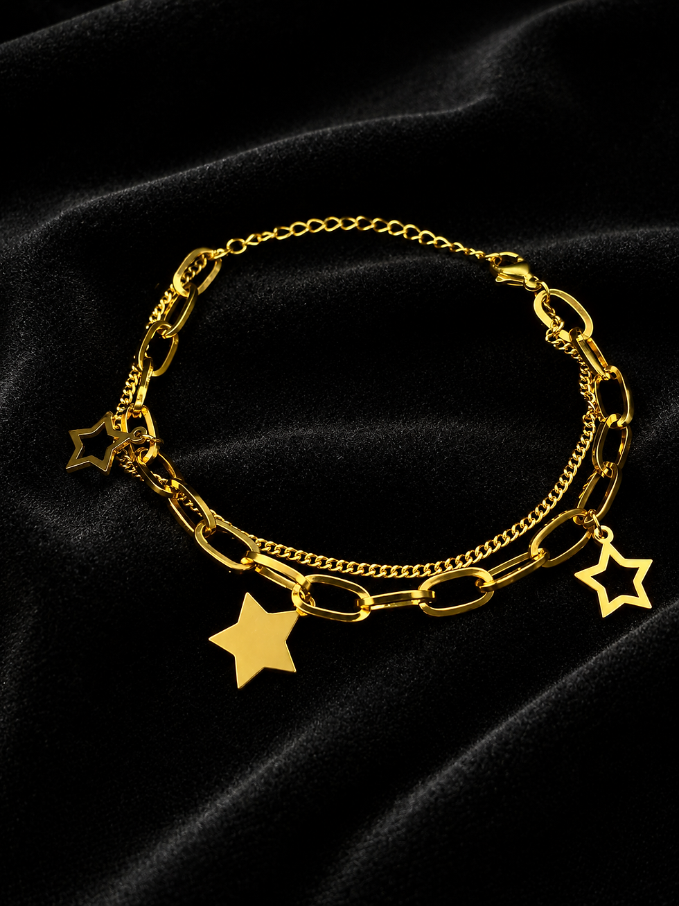 Bracelet étoilé Stella Bracelet en acier inoxydable doré et argenté de NC Bijouterie, bijou élégant et résistant à l’eau