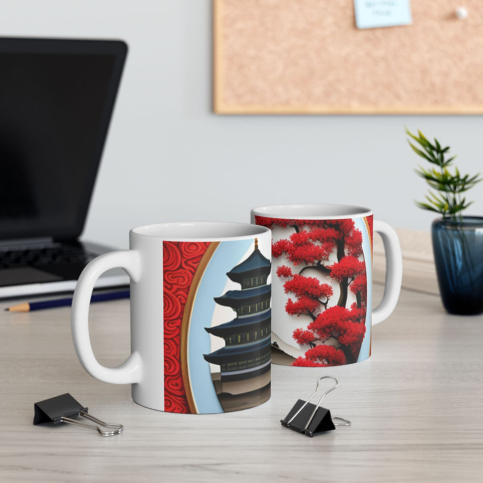 Thumbnail: Mug - Chinese Pagoda and Flowers Design