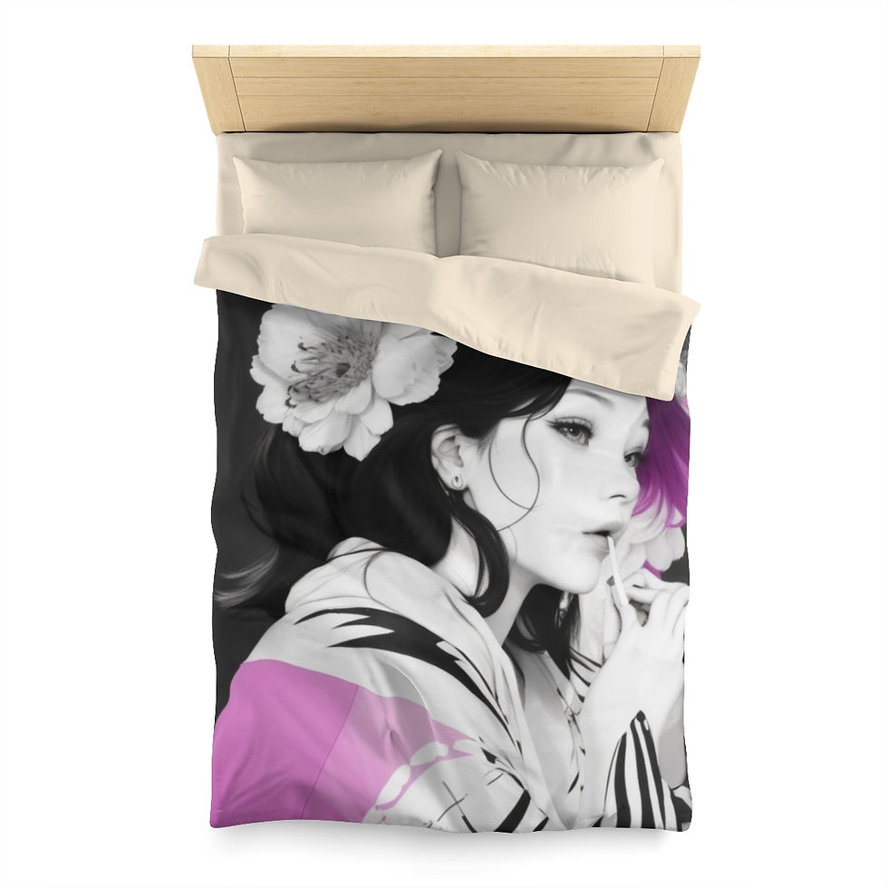 Thumbnail: The Floral Crown of Mystery and Beauty of a  Woman Microfiber Duvet Cover