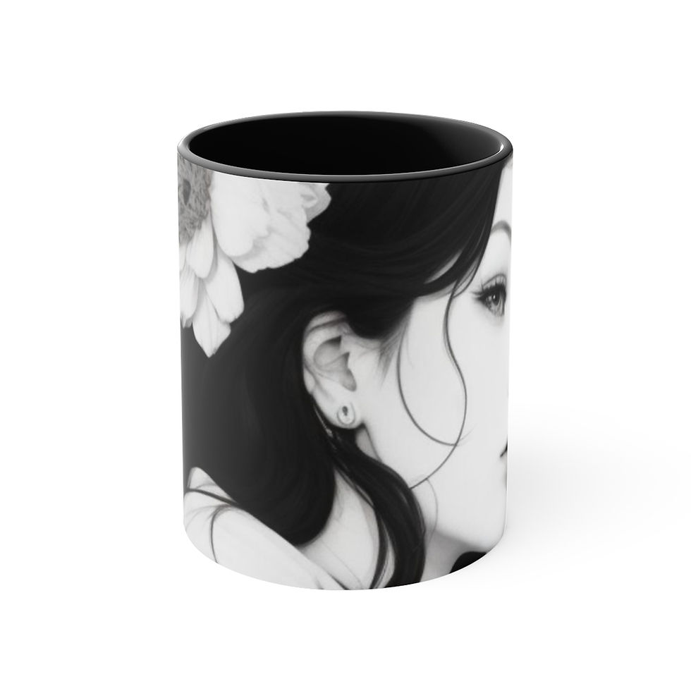 Miniatura: The Floral Crown of Mystery and Beauty of A Woman Coffee Mug, 11oz