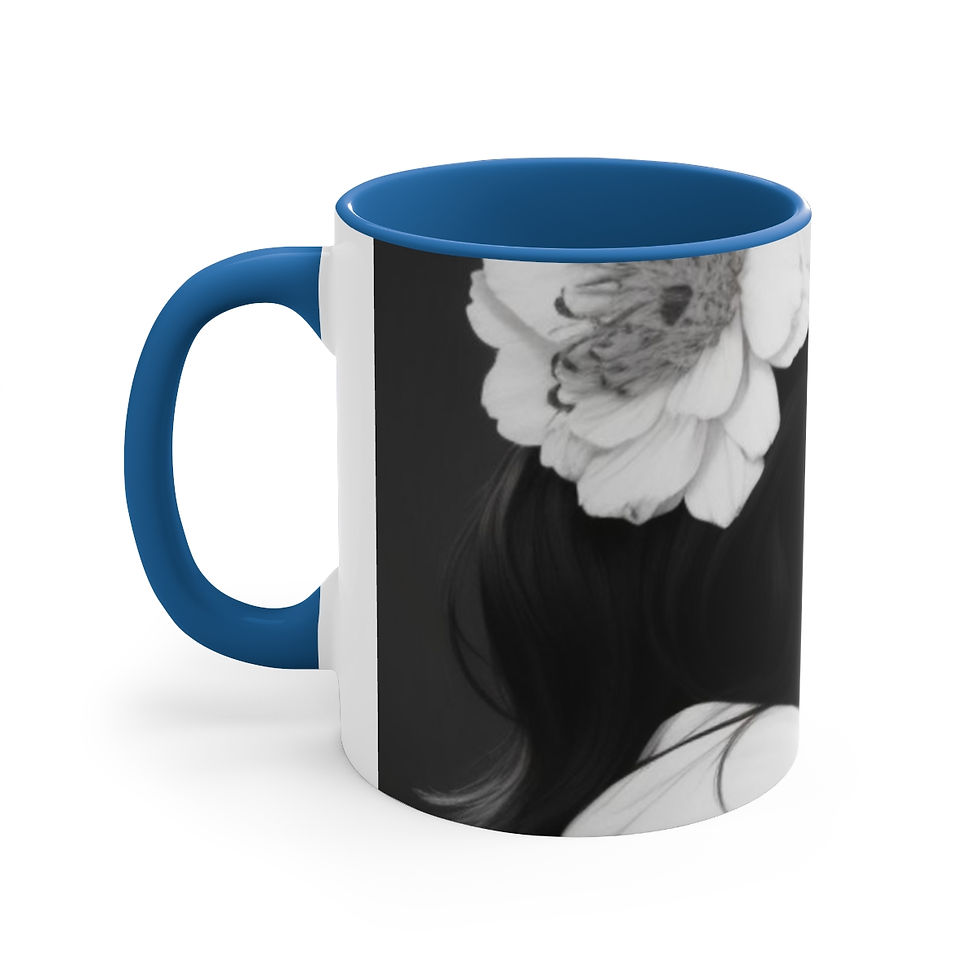 Miniatura: The Floral Crown of Mystery and Beauty of A Woman Coffee Mug, 11oz