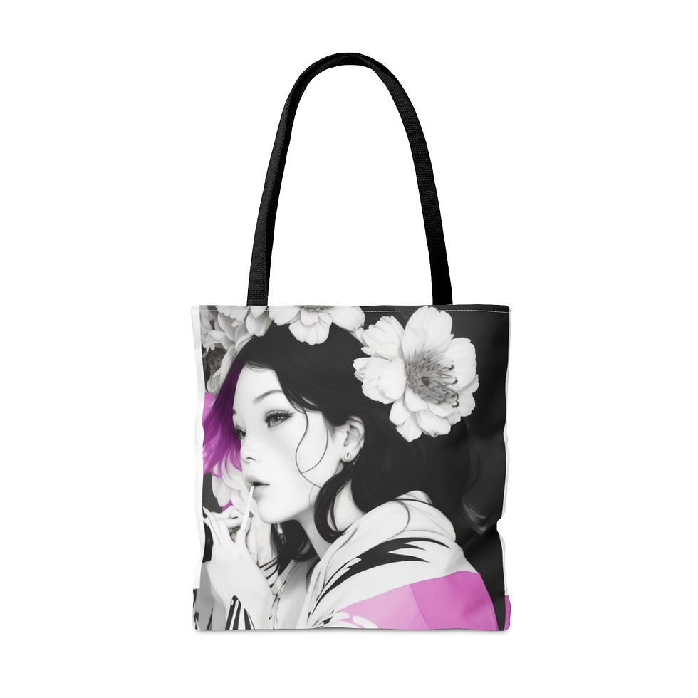 Thumbnail: The Floral Crown of Mystery and Beauty of a Woman Tote Bag - White